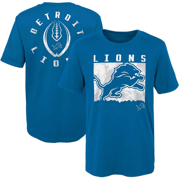 Men's Detroit Lions Blue Preschool Liquid Camo Logo T-Shirt